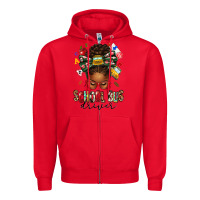 Red school bus driver afro messy bun Zipper Hoodie - texasbilliewilder