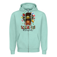Seafoam school bus driver afro messy bun Zipper Hoodie - texasbilliewilder
