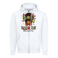 White school bus driver afro messy bun Zipper Hoodie - texasbilliewilder