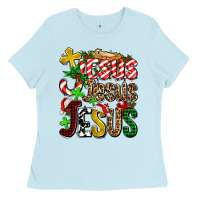 Baby Blue jesus jesus jesus Ladies Tee - AdoDesignShop