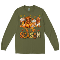 Army Green Tis' the season Fall Heifer coffee cups Long Sleeve Tee - RanaPortraitStore