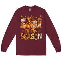 Burgundy Tis' the season Fall Heifer coffee cups Long Sleeve Tee - RanaPortraitStore