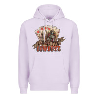 Lilac Long live cowboys cards Premium Hoodie - HowdyJamesFarm