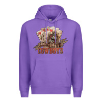 Purple Long live cowboys cards Premium Hoodie - HowdyJamesFarm