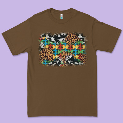 Autism Awareness Leopard Cowhide Background Premium Tee Designed By Artiststas