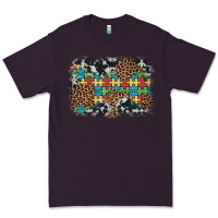 Plum autism awareness leopard cowhide background Premium Tee - Artiststas