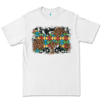 White autism awareness leopard cowhide background Premium Tee - Artiststas
