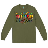 Army Green autism acceptance Long Sleeve Tee - LillyAllenDesigns