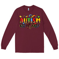 Burgundy autism acceptance Long Sleeve Tee - LillyAllenDesigns