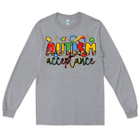 Heather Grey autism acceptance Long Sleeve Tee - LillyAllenDesigns