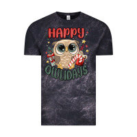 Cloud Black happy owlidays Vintage Tee - MaliasSmallBusiness