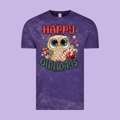 Happy Owlidays Vintage Tee Designed By Maliassmallbusiness