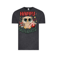 Vintage Black happy owlidays Vintage Tee - MaliasSmallBusiness