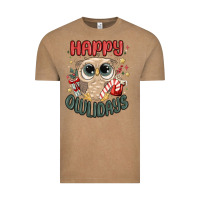 Vintage Coffee happy owlidays Vintage Tee - MaliasSmallBusiness