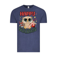 Vintage Denim happy owlidays Vintage Tee - MaliasSmallBusiness