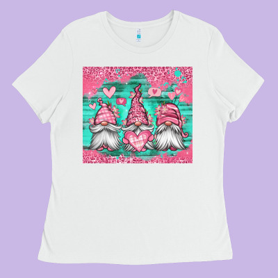 Valentines Day Gnomes Ladies Tee Designed By Jasminsmagicworld