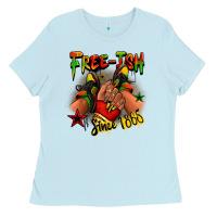 Baby Blue Free-ish since 1865 Juneteenth black girl sneakers Ladies Tee - RanaPortraitStore