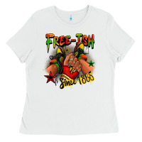 White Free-ish since 1865 Juneteenth black girl sneakers Ladies Tee - RanaPortraitStore