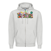 Dove Grey Autism Teacher Zipper Hoodie - NancyCooperArtShop