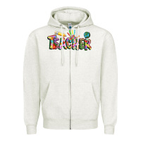 Oatmeal Heather Autism Teacher Zipper Hoodie - NancyCooperArtShop