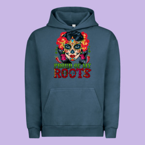 Sugar Skull Woman Proud Of My Roots Urban Hoodie Designed By Bundleandbundleshop
