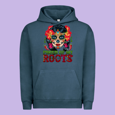 Sugar Skull Woman Proud Of My Roots Urban Hoodie Designed By Bundleandbundleshop