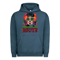 Pigment Midnight Navy sugar skull woman proud of my roots Urban Hoodie - BundleAndBundleShop