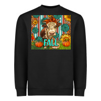 Black Western Fall Cow Heavyweight Sweatshirt - LillyAllenDesigns
