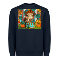 Navy Western Fall Cow Heavyweight Sweatshirt - LillyAllenDesigns