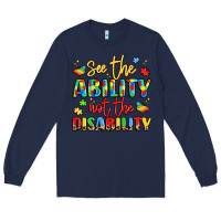 Navy see the ability not the disability Long Sleeve Tee - LillyAllenDesigns