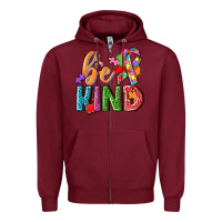 Burgundy Autism be kind Zipper Hoodie - NancyCooperArtShop