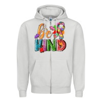 Dove Grey Autism be kind Zipper Hoodie - NancyCooperArtShop