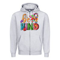 Heather Grey Autism be kind Zipper Hoodie - NancyCooperArtShop