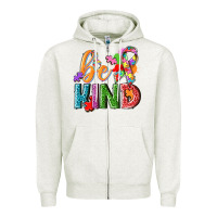 Oatmeal Heather Autism be kind Zipper Hoodie - NancyCooperArtShop