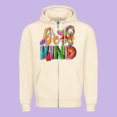 Autism Be Kind Zipper Hoodie Designed By Nancycooperartshop