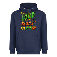 Navy Say it loud i'm black and i'm proud Heavyweight Hoodie - HowdyJamesFarm