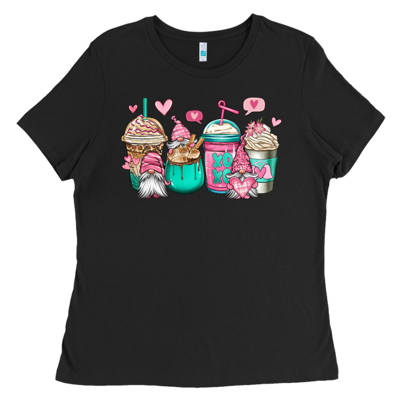 Valentines Day Gnomes Coffee Cups Ladies Tee by Jasminsmagicworld | Teevron