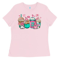 Bubblegum Pink valentines day gnomes coffee cups Ladies Tee - Jasminsmagicworld