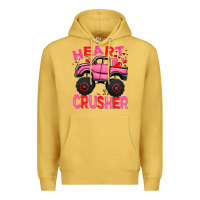 Antique Gold Heart crusher pink monster truck Valentine's Day Premium Hoodie - HowdyJamesFarm