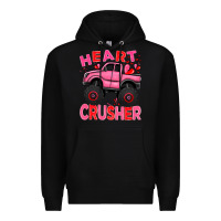 Black Heart crusher pink monster truck Valentine's Day Premium Hoodie - HowdyJamesFarm