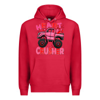 Cardinal Heart crusher pink monster truck Valentine's Day Premium Hoodie - HowdyJamesFarm