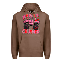 Chestnut Heart crusher pink monster truck Valentine's Day Premium Hoodie - HowdyJamesFarm