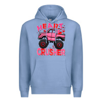 Colony Blue Heart crusher pink monster truck Valentine's Day Premium Hoodie - HowdyJamesFarm