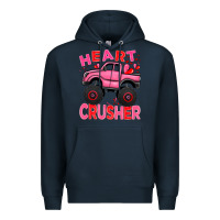 Navy Heart crusher pink monster truck Valentine's Day Premium Hoodie - HowdyJamesFarm