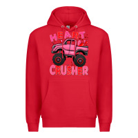 Red Heart crusher pink monster truck Valentine's Day Premium Hoodie - HowdyJamesFarm