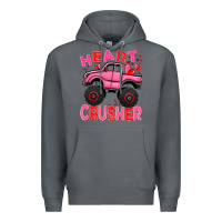 Rock Heart crusher pink monster truck Valentine's Day Premium Hoodie - HowdyJamesFarm