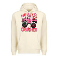 Sandshell Heart crusher pink monster truck Valentine's Day Premium Hoodie - HowdyJamesFarm
