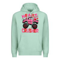 Seafoam Heart crusher pink monster truck Valentine's Day Premium Hoodie - HowdyJamesFarm