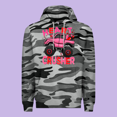 Heart Crusher Pink Monster Truck Valentine's Day Premium Hoodie Designed By Howdyjamesfarm