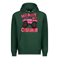 Sports Green Heart crusher pink monster truck Valentine's Day Premium Hoodie - HowdyJamesFarm